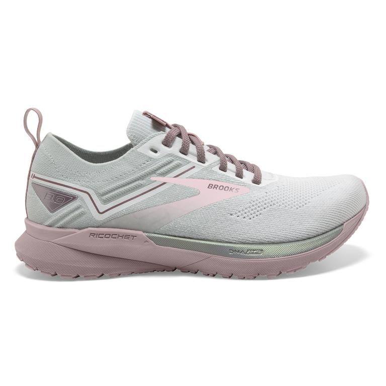 Brooks RICOCHET 3 Lightweight Road Running Shoes Womens Sale - White/Ice/Primrose Pink (CFR692807)